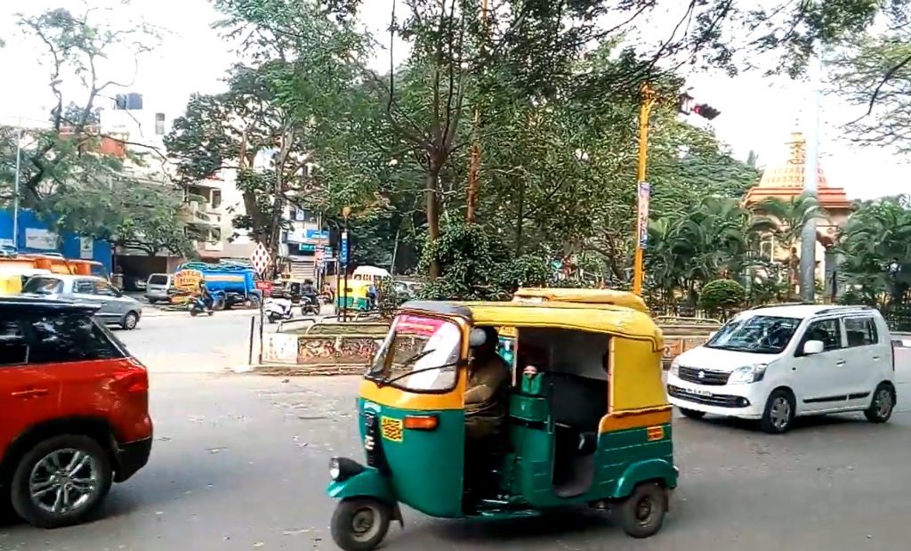 Famous Indian tuk-tuk motor-cars in the streets of Bangalore