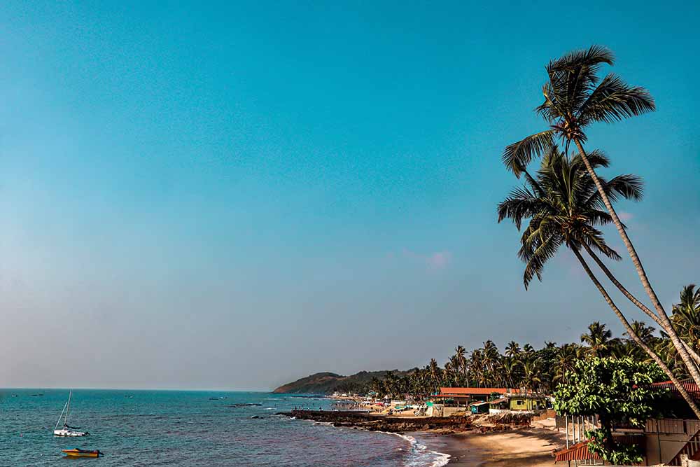 Anjuna beach in Goa, India. 