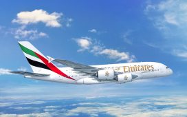 Emirates Airbus A380 aircraft in the skies